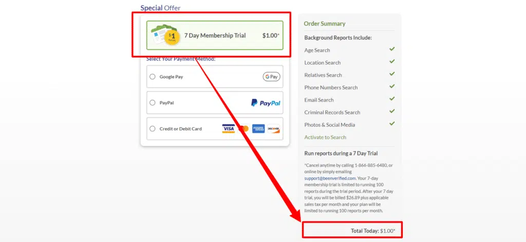 BeenVerified Free Trial - Special $1 Trial Offer 2 Total Amount